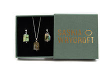 Load image into Gallery viewer, Labradorite Faceted Freeform Necklace and Earrings Gift Set | Sterling Silver