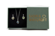 Load image into Gallery viewer, Labradorite Faceted Hexagon Necklace and Earrings Gift Set | Sterling Silver