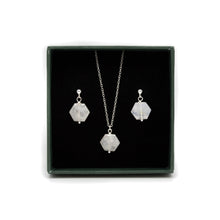 Load image into Gallery viewer, Moonstone Hexagon Necklace and Earrings Gift Set | Sterling Silver
