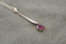 Load image into Gallery viewer, 9ct Gold Red Garnet Trillion Pendant
