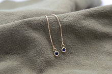 Load image into Gallery viewer, 9ct Gold Iolite Threader Earrings | Pull through