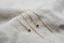 Load image into Gallery viewer, 9ct Gold Iolite Threader Earrings | Pull through