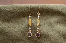 Load image into Gallery viewer, 9ct Gold Garnet & Pearl Vintage Remodelled Earrings | Art Deco