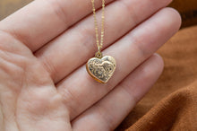 Load image into Gallery viewer, 9ct Gold Heart Locket | Floral Engraved | Vintage 2000s