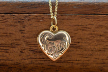 Load image into Gallery viewer, 9ct Gold Heart Locket | Floral Engraved | Vintage 2000s
