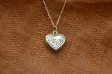 Load image into Gallery viewer, 9ct Gold Heart Locket | Floral Engraved | Vintage 2000s