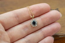 Load image into Gallery viewer, 9ct Yellow Gold Sapphire and Cubic Zirconia Cluster Pendant | 1980s