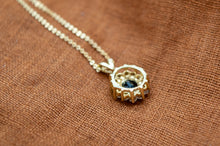 Load image into Gallery viewer, 9ct Yellow Gold Sapphire and Cubic Zirconia Cluster Pendant | 1980s