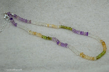 Load image into Gallery viewer, Amethyst, Quartz, Peridot and Citrine Beaded Necklace | Silver Plated