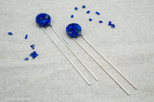 Load image into Gallery viewer, Lapis Lazuli Resin Hair Pin | Hair Fork | Silver Plated
