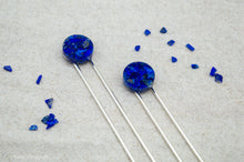 Load image into Gallery viewer, Lapis Lazuli Resin Hair Pin | Hair Fork | Silver Plated
