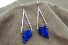 Load image into Gallery viewer, Lapis Lazuli Tiered Drop Hook Earrings | Sterling Silver