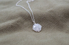 Load image into Gallery viewer, Hexagon Rainbow Moonstone Necklace | Sterling Silver