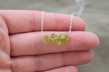 Load image into Gallery viewer, Peridot Chip Bar Necklace | Sterling Silver
