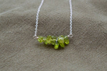 Load image into Gallery viewer, Peridot Chip Bar Necklace | Sterling Silver
