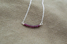 Load image into Gallery viewer, Red Garnet Bead Bar Necklace | Sterling Silver