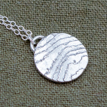 Load image into Gallery viewer, Small Organic Round Coin Textured Wave Necklace | Sterling Silver