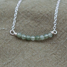 Load image into Gallery viewer, Moss Agate Faceted Bead Bar Necklace | Sterling Silver