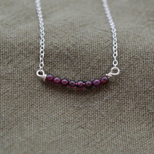 Load image into Gallery viewer, Red Garnet Bead Bar Necklace | Sterling Silver