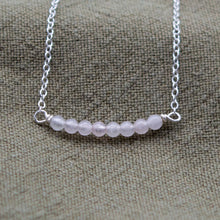 Load image into Gallery viewer, Rose Quartz Bead Bar Necklace | Sterling Silver