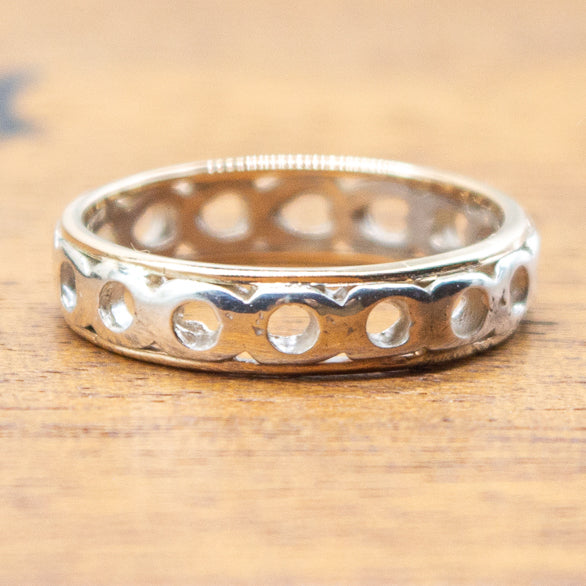 Art Deco Silver 9ct Yellow Gold Eternity Band Ring 1930s