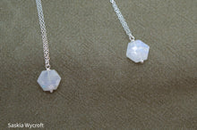 Load image into Gallery viewer, Hexagon Rainbow Moonstone Necklace | Sterling Silver