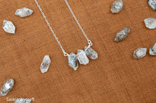 Load image into Gallery viewer, Herkimer Diamond Bar Necklace | Sterling Silver | Silver Plated