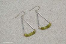 Load image into Gallery viewer, Green Garnet Andradite Drop Hook Earrings | Sterling Silver