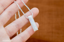 Load image into Gallery viewer, Beaded Rainbow Moonstone Necklace | Faceted Rectangle | Sterling Silver | Silver Plated
