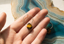 Load image into Gallery viewer, Teardrop Tigers Eye Hoop Earrings | Sterling Silver