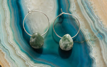 Load image into Gallery viewer, Teardrop Moss Agate Hoop Earrings | Sterling Silver