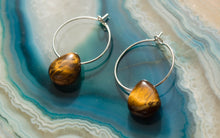 Load image into Gallery viewer, Teardrop Tigers Eye Hoop Earrings | Sterling Silver