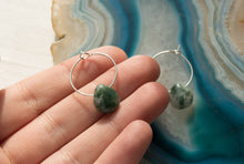 Load image into Gallery viewer, Teardrop Moss Agate Hoop Earrings | Sterling Silver
