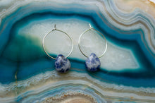 Load image into Gallery viewer, Teardrop Sodalite Hoop Earrings | Sterling Silver
