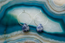 Load image into Gallery viewer, Teardrop Sodalite Hoop Earrings | Sterling Silver