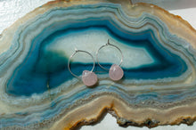 Load image into Gallery viewer, Teardrop Rose Quartz Hoop Earrings | Sterling Silver