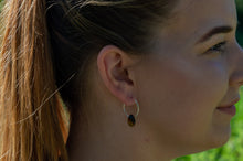 Load image into Gallery viewer, Teardrop Tigers Eye Hoop Earrings | Sterling Silver