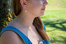 Load image into Gallery viewer, Teardrop Rose Quartz Hoop Earrings | Sterling Silver