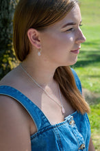 Load image into Gallery viewer, Teardrop Rose Quartz Hoop Earrings | Sterling Silver