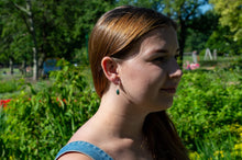 Load image into Gallery viewer, Teardrop Moss Agate Hoop Earrings | Sterling Silver