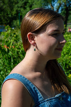 Load image into Gallery viewer, Teardrop Moss Agate Hoop Earrings | Sterling Silver