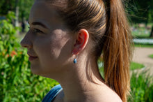 Load image into Gallery viewer, Teardrop Sodalite Hoop Earrings | Sterling Silver