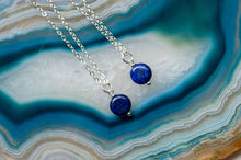 Load image into Gallery viewer, Lapis Lazuli Coin Necklace | Silver Plated | Sterling Silver