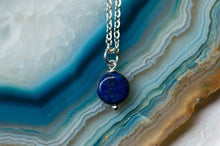 Load image into Gallery viewer, Lapis Lazuli Coin Necklace | Silver Plated | Sterling Silver