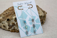 Load image into Gallery viewer, Labradorite Beaded Threader Earrings | Silver Plated | 3 Inch