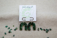 Load image into Gallery viewer, Emerald Rock Resin Arch Hoop Earrings | Sterling Silver
