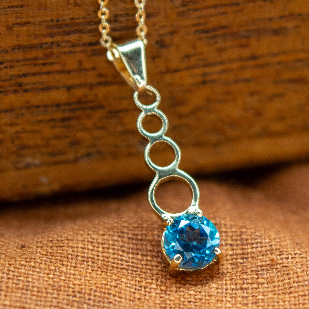 9ct London Blue Topaz Pendant | 1990s Vintage Remodelled