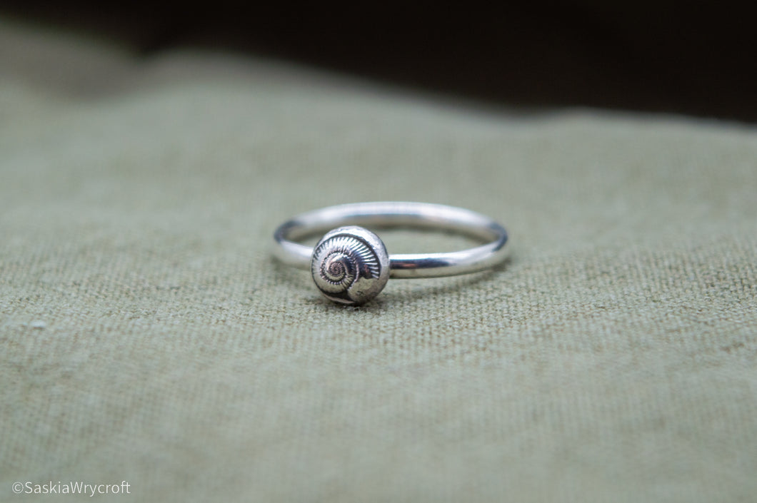 Recycled Silver Ammonite Ring | Sterling Silver