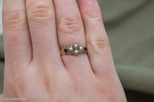 Load image into Gallery viewer, 9ct Yellow Gold Antique Seed Pearl &amp; Garnet Ring | Victorian
