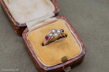 Load image into Gallery viewer, 9ct Yellow Gold Antique Seed Pearl &amp; Garnet Ring | Victorian
